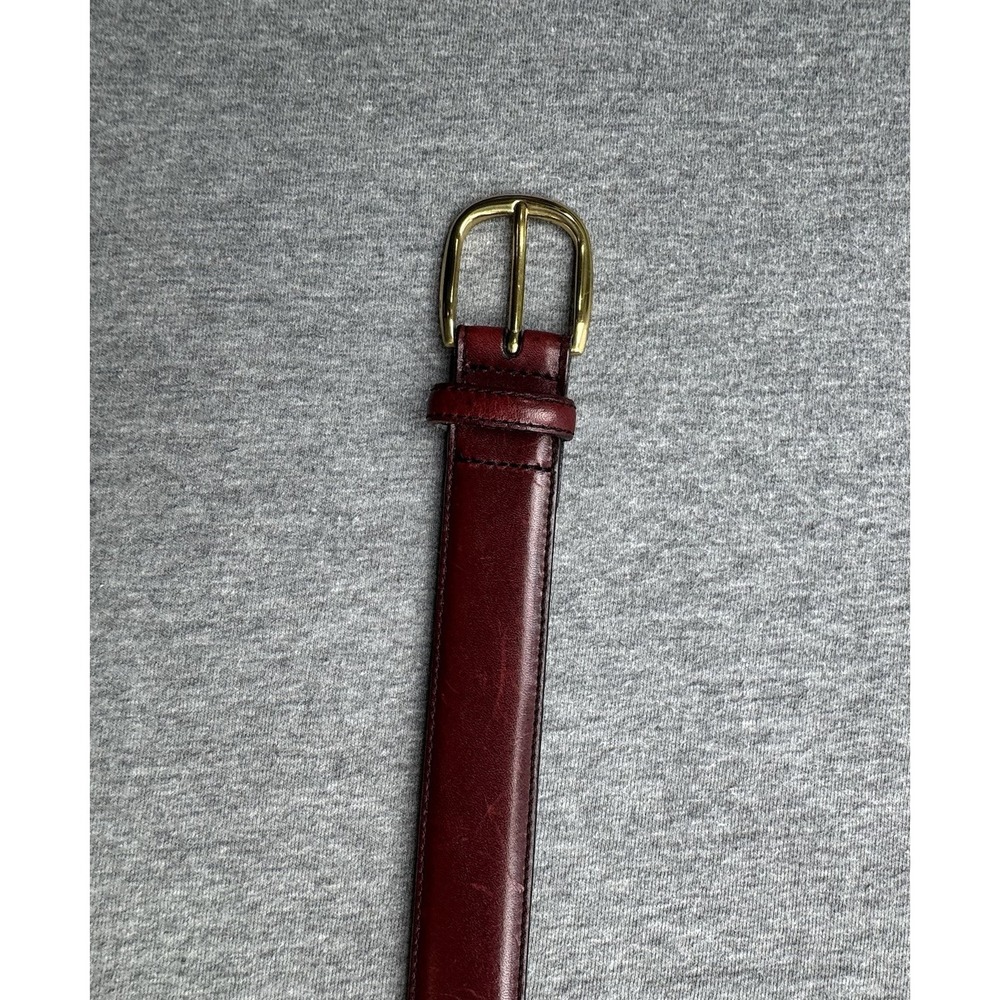LL Bean Mens Leather Belt Sz 32 Brass Buckle Made in USA D429 VTG Red/Brown